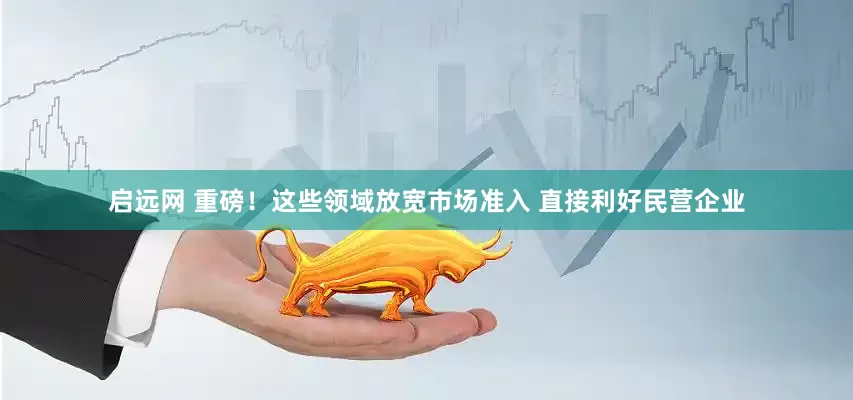 启远网 重磅！这些领域放宽市场准入 直接利好民营企业