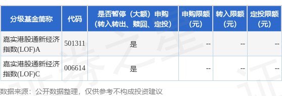 日升鑫 公告速递：嘉实恒生港股通新经济指数（LOF）2025年7月1日暂停申购、赎回及定期定额投资业务