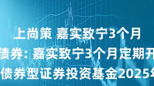 上尚策 嘉实致宁3个月定开纯债债券: 嘉实致宁3个月定期开放纯债债券型证券投资基金2025年第二次收益分配公告